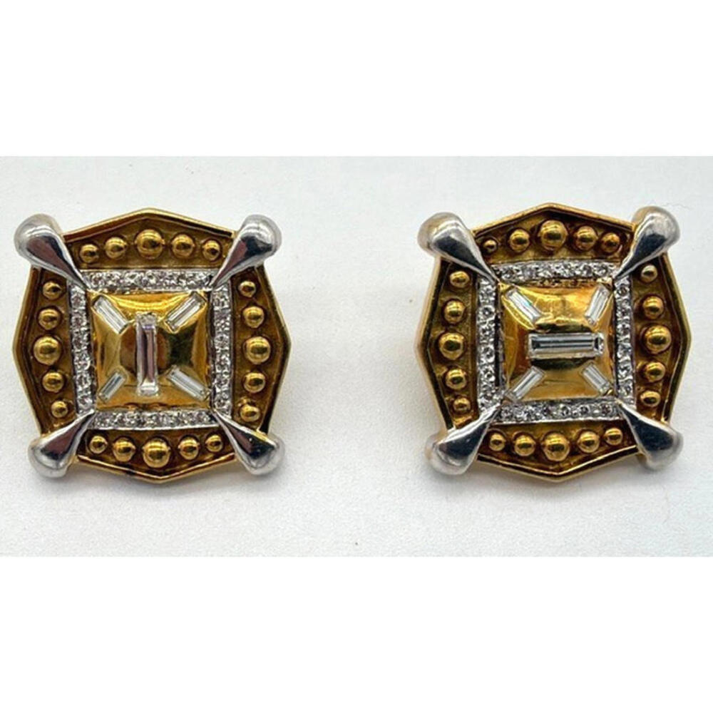 Vintage 14k Yellow Gold 2.20cts 58 Natural Diamond Earring 39.76 g G-H In Color